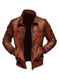 Men’s Vintage Casual Distressed Real Leather Jacket – Tan Brown- Martin Jackets- {{Product type}}