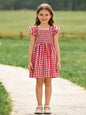 Summer Plaid Smocked Ruffle Girl Dress Sibling Outfits - - Dress