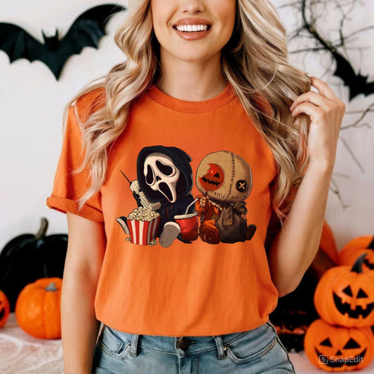"Mini Halloween Popcorn" T-shirt - Cute Unisex Holiday Tee, Spooky Season Apparel - - T-Shirt