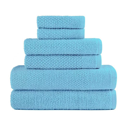 6-Piece: Dan River Popcorn Cotton Bath Towel Set - Aqua - Bath