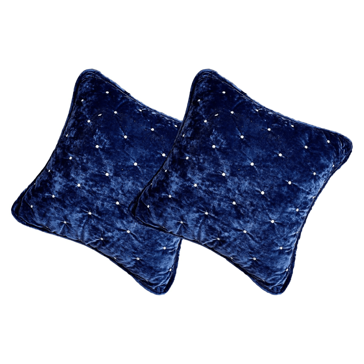Tache Velvet Dreams Dark Blue Plush Diamond Tufted Cushion Covers / Euro Sham (JHW-853DB) - 18 x 18 | 2-pack - Euro Sham / Cushion Cover