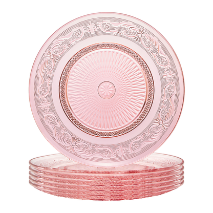Blush Vintage Glass Plate, Set of 6 - - Plate