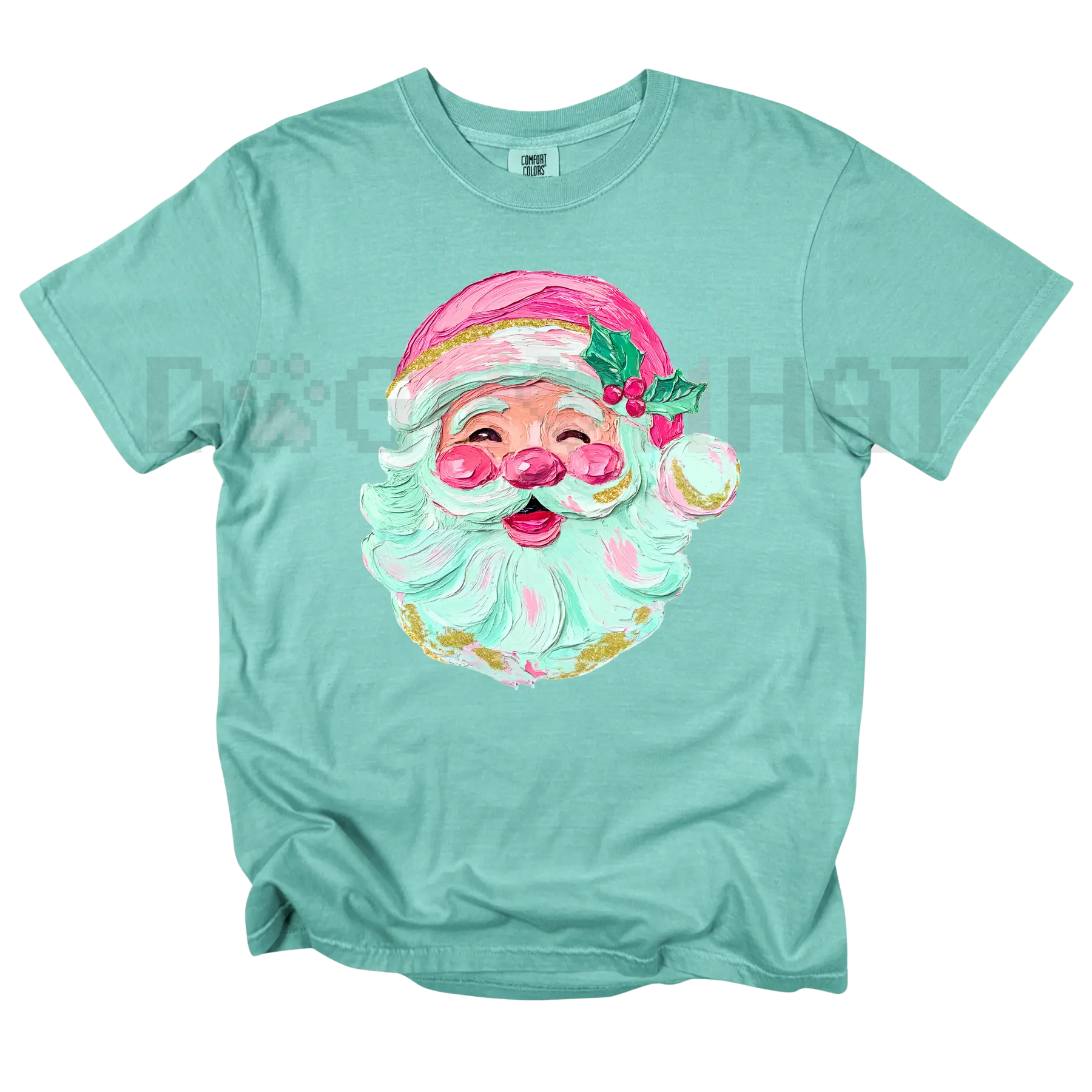 Pink Painted Santa Comfort Colors® T-Shirt – Unique Christmas Holiday Tee - - T-shirt