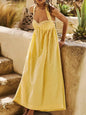 Sweetheart Neck Midi Dress - Yellow -