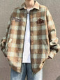 Men's Plaid Zip Up Long Sleeve Jacket - Camel -