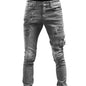 Custom Fit Distressed Moto Jeans - Gray M - jeans