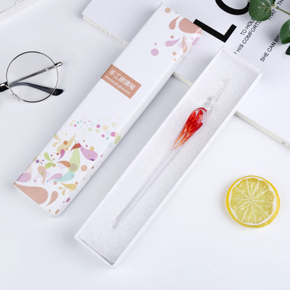 Artisan Glass Pen & Gold Ink Collection - Orange - glass pen