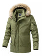 Men's Plus Size Fur Hooded Winter Parka Coat - Green -