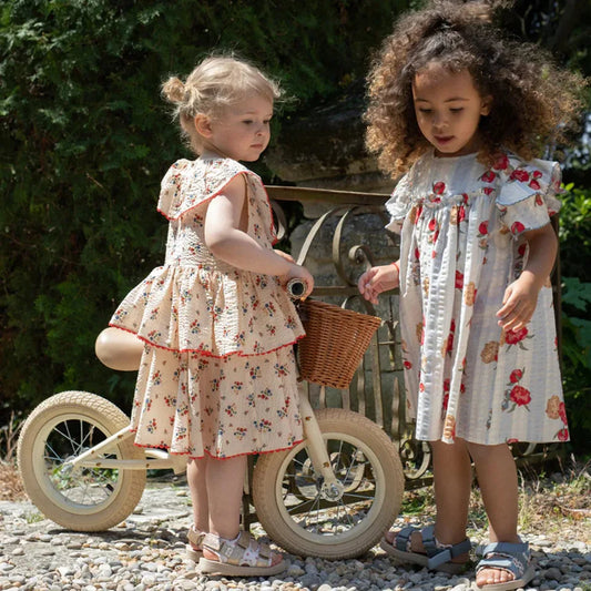 Girls Flower Print Dresses and Shirt Shorts 2 Pc Sets