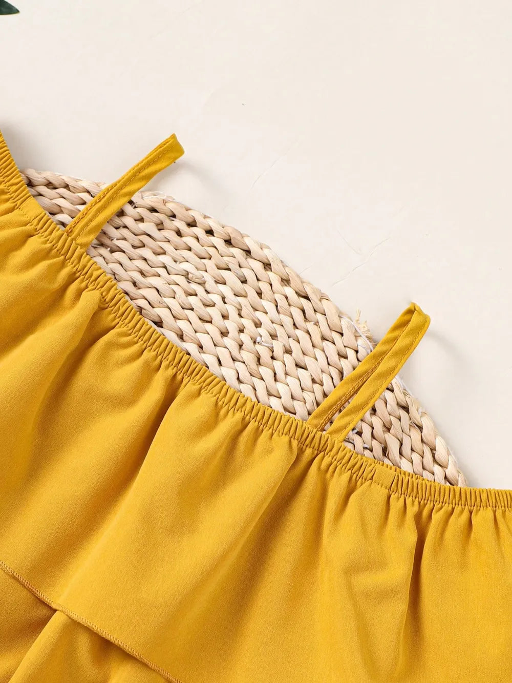 Children's Ruffled Spaghetti Strap Top and Pants Set - -