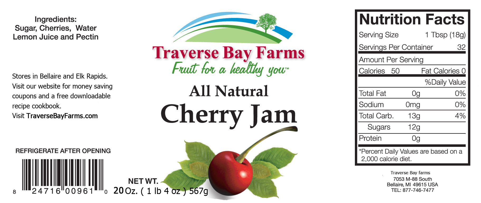 Cherry Jam - 15 oz - - Jam, Butters and Preserves