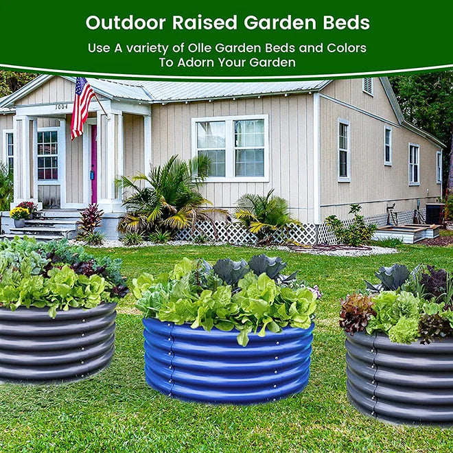 107x107x28cm Round Galvanized Raised Garden Bed Galvanized Planter