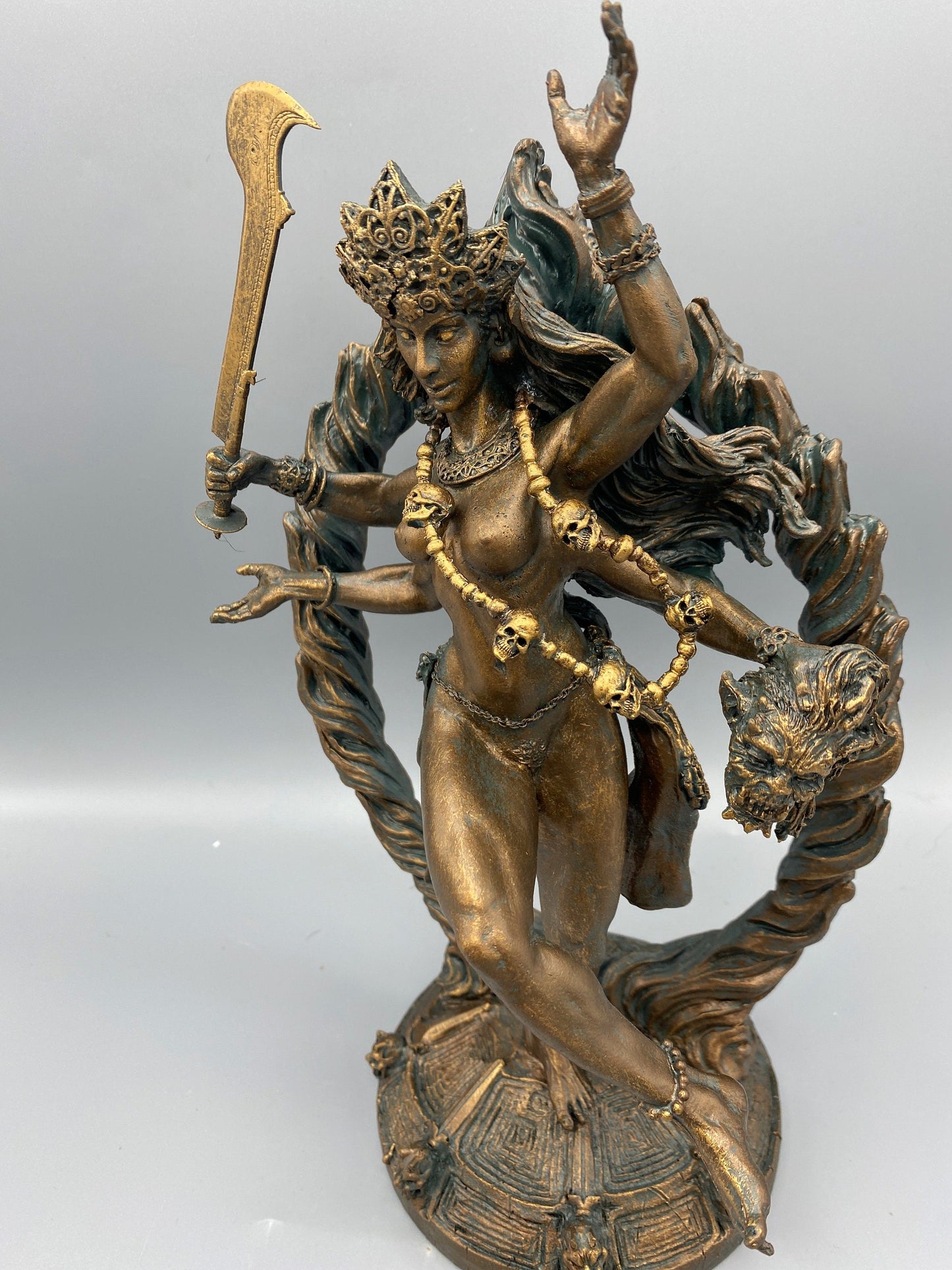 Kali Goddess Statue, Hand Painted Resin Sculpture |Mythological Figurine |Myths and Legends Hindu Statue |Mythic Altar Statue for Home Decor - -