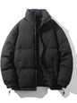Men's Full Size Padded Zip Up Puffer Jacket Plus Size - Black -
