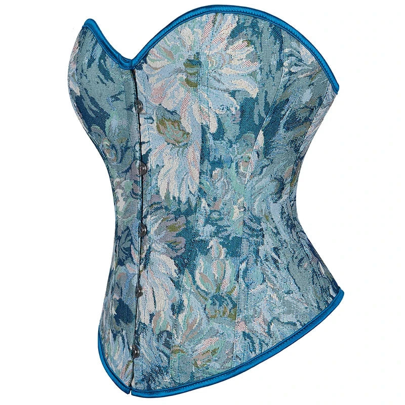 Blue Floral Corset Strapless Top 12 Glue Bones