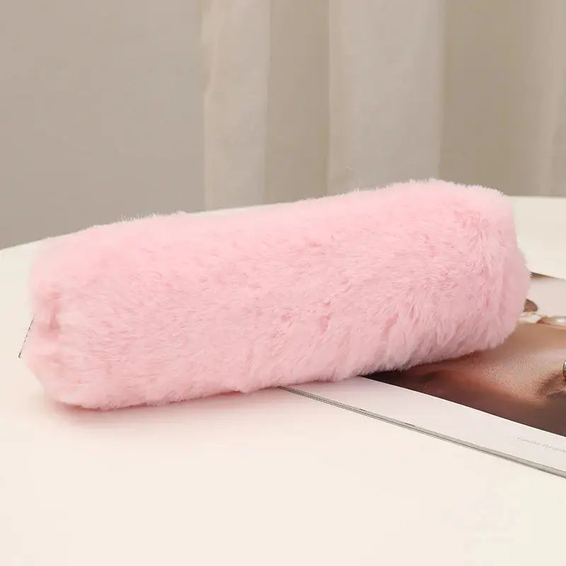 Solid Color Plush Pencil Case pink