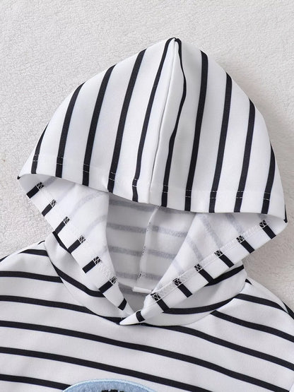 Children's Striped Elephant Hoodie & Pants Set - -