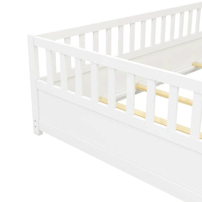 Full Size Montessori Wooden Childrens Floor Bed - - bed frame