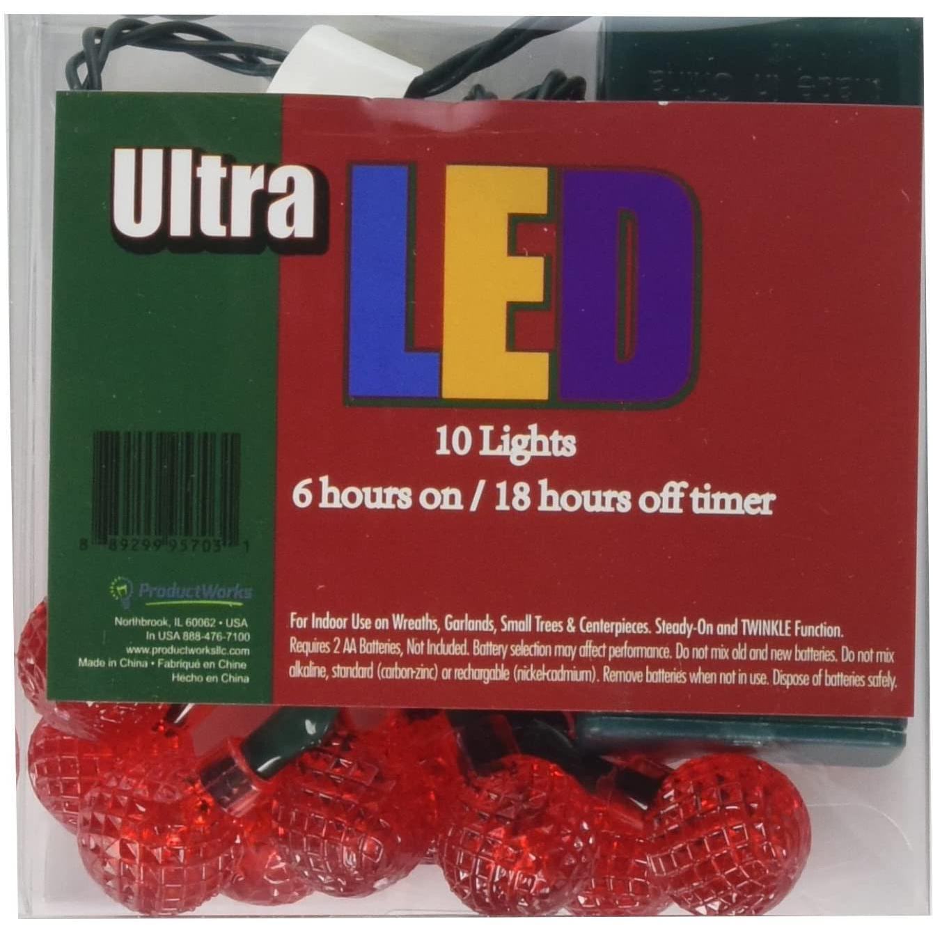 Ultra LED Battery Operated Rasberry Twinkle 10 Lights with Timer - - Brand New