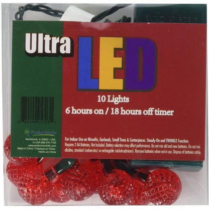 Ultra LED Battery Operated Rasberry Twinkle 10 Lights with Timer - - Brand New