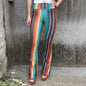 Fashion Print Tight High Waist Casual Pants Flared Pants - Green - 4