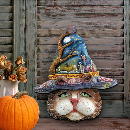 Halloween Eve Cat Halloween Door Decor by G. DeBrekht - Thanksgiving Halloween Decor - 8161039H - - Door Hangers