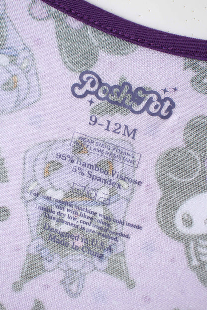 PoshTOT Sanrio Kuromi Purple Bamboo Baby Convertible Zippy Romper - - Zippy Romper