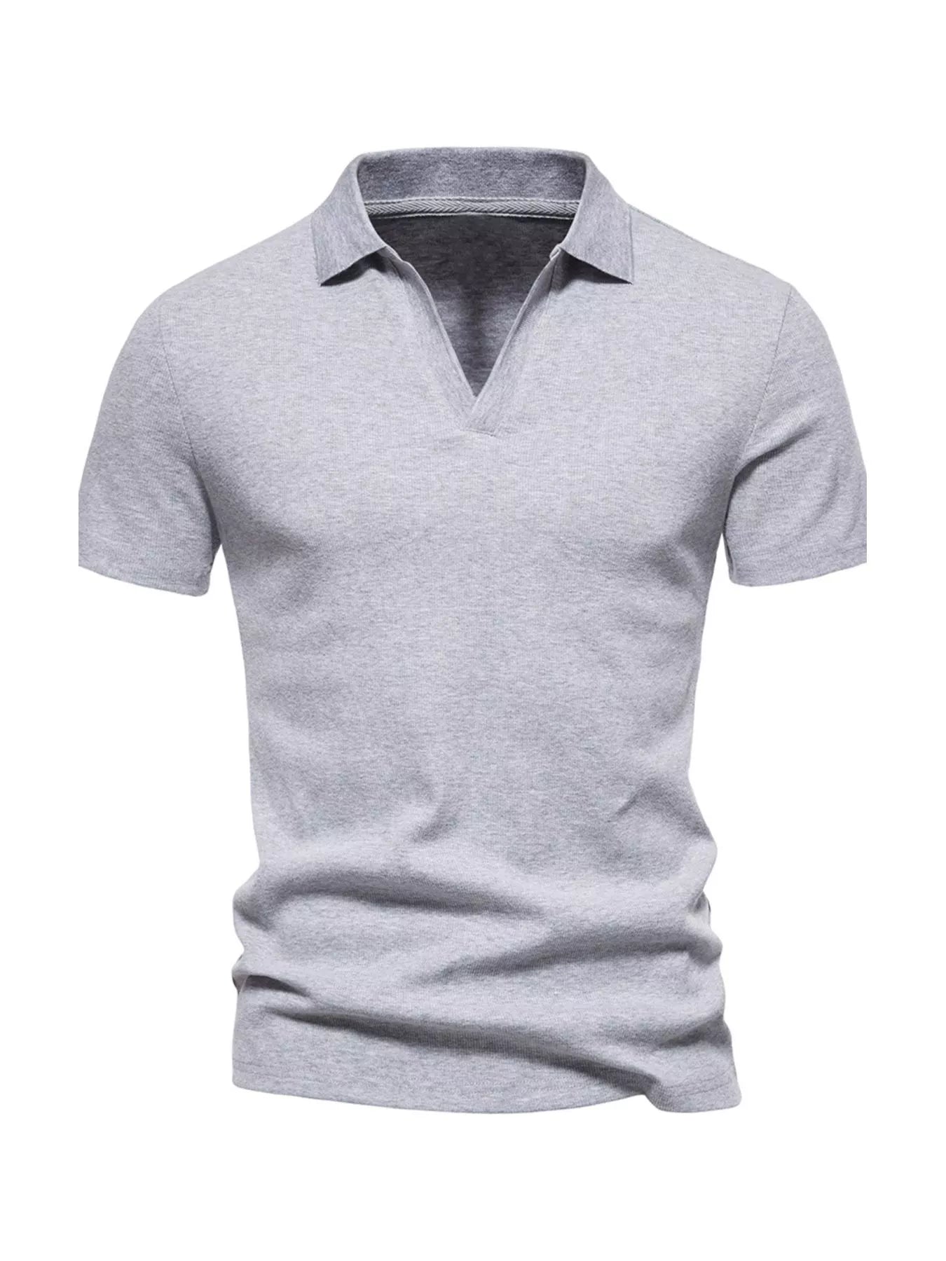 Men's Plus Size Casual Notched Short Sleeve Polo - -