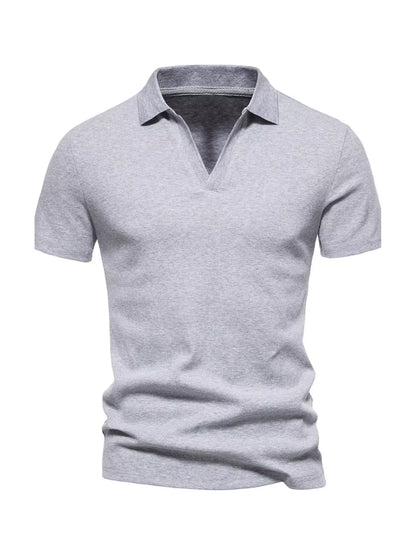 Men's Plus Size Casual Notched Short Sleeve Polo - -