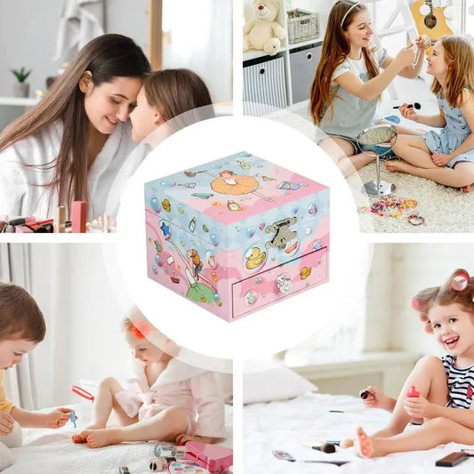 Musical Jewelry Box for Girls Dancing Ballerina Wooden Girl Rotating Music Box