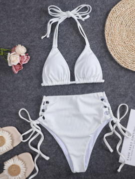 Autumn Chic Halter Two-Piece Swimsuit - - swimwear