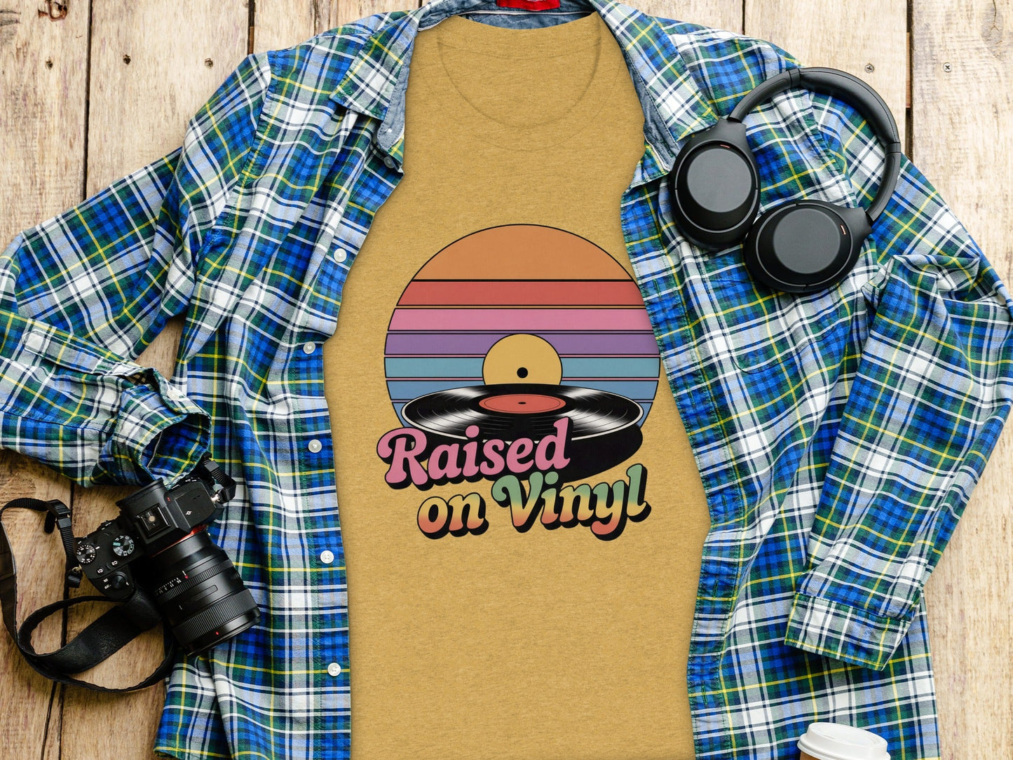 Raised On Vinyl Vintage Retro Style Design Graphic T-Shirt- Cloud 16 Clothing Co.- {{Product type}}