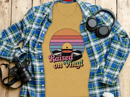 Raised On Vinyl Vintage Retro Style Design Graphic T-Shirt- Cloud 16 Clothing Co.- {{Product type}}