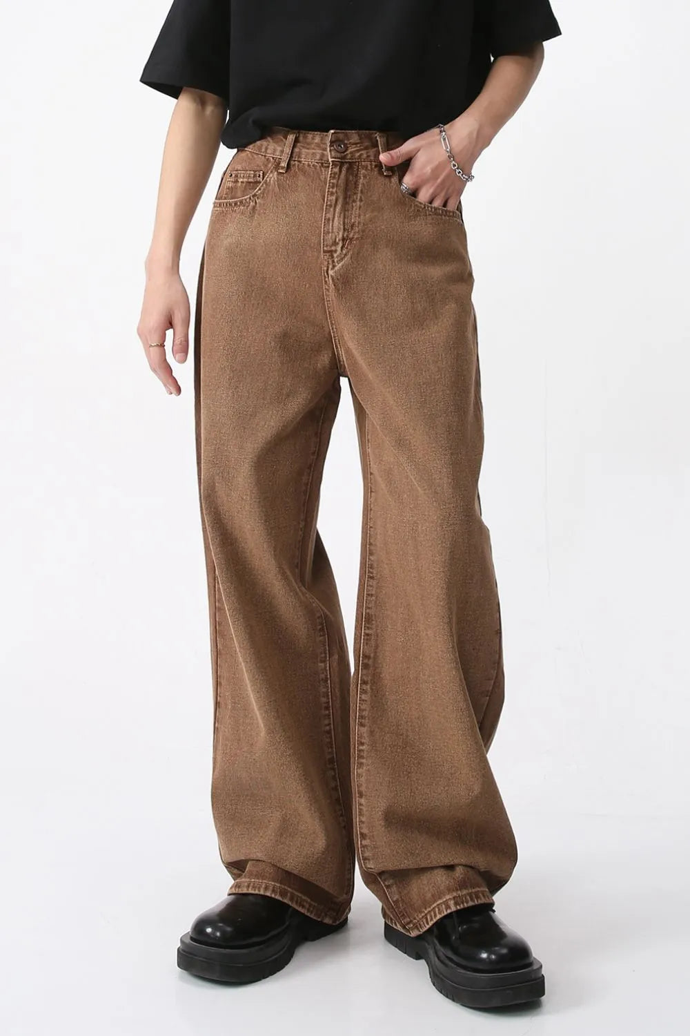 Wide Leg Jeans with Pockets - -