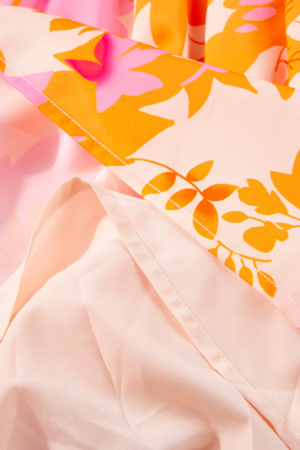 Orange Abstract Print Smocked Lantern Sleeve Ruffle Mini Dress - - Dresses/Mini Dresses
