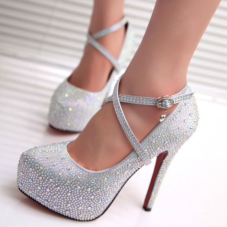 Spring European Star Style Rhinestone High Heels - - heels