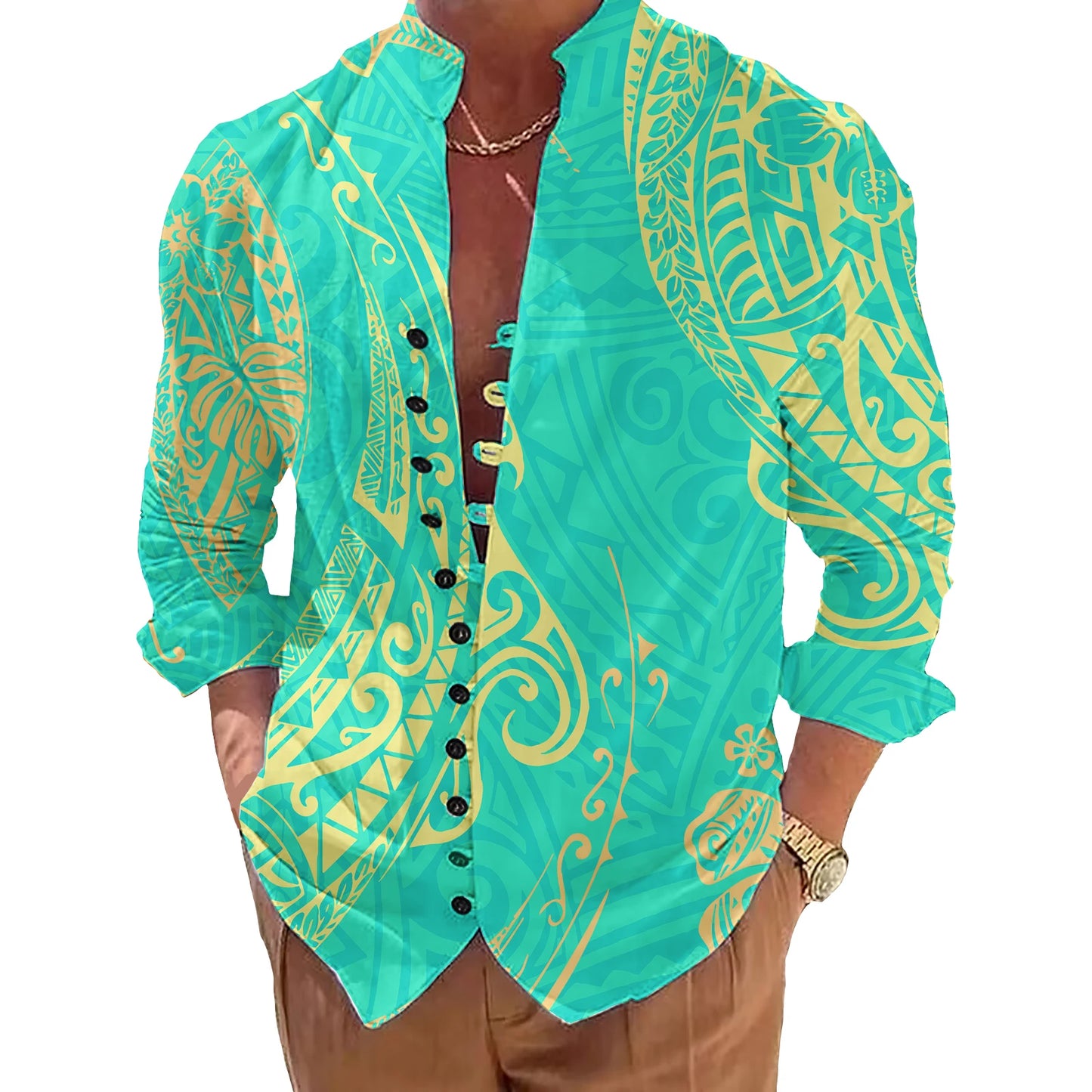 Polynesian Pattern Shirts for Men Oversized Shirts for Men Casual