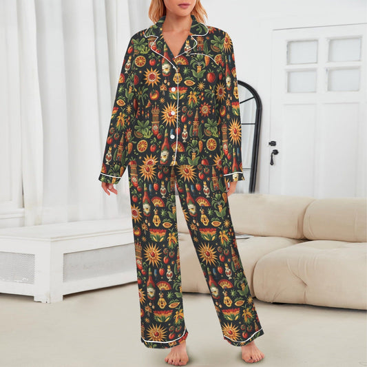 Baha Ranch Colores De Mexico - Mexican Culture Satin Pajamas - - Pajama Sets