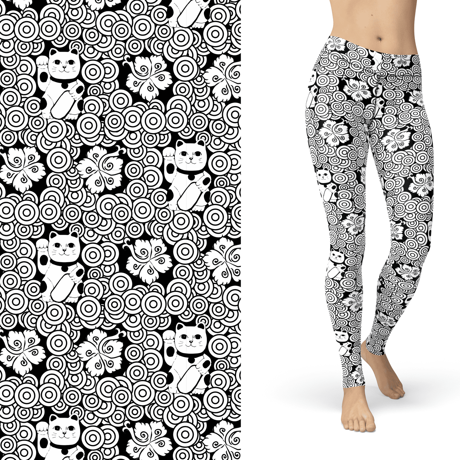 Lucky Cat Coloring Book Legging with Pockets and Sharpie Fabric Markers - No - Apparel