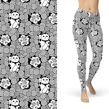 Lucky Cat Coloring Book Legging with Pockets and Sharpie Fabric Markers - No - Apparel