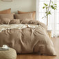 PURECOTTON Soft-Wash Queen Duvet Set – Muslin 3-Piece in Light Brown - D-light Brown Queen - duvet set
