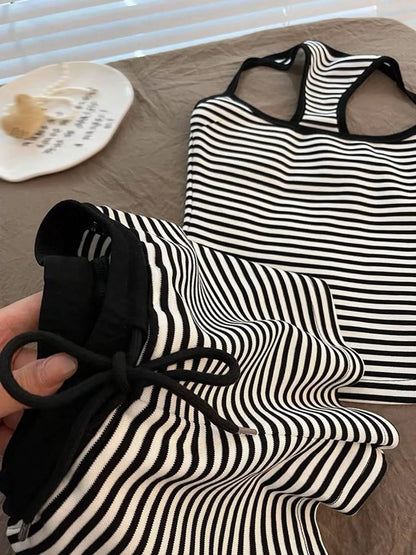 Striped Tank Top and Shorts Set- Shopimist- {{Product type}}