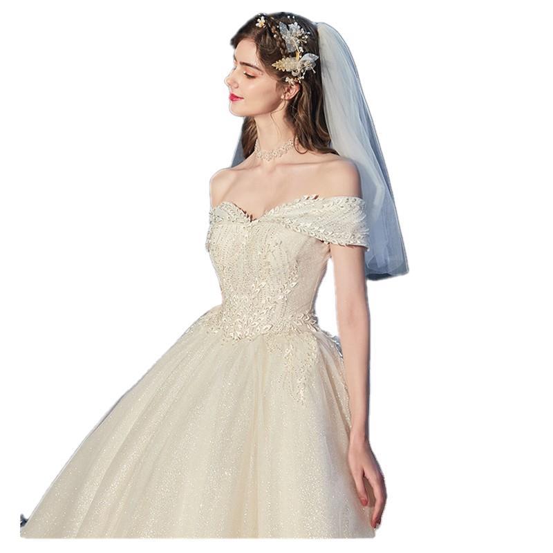 Modern Starry-Train Bridal Gown - - dress