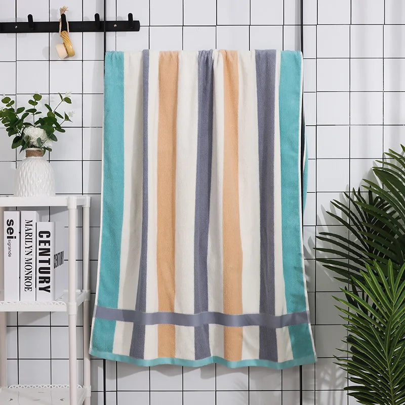 Thickened Stripe 100% Cotton Bath Towel