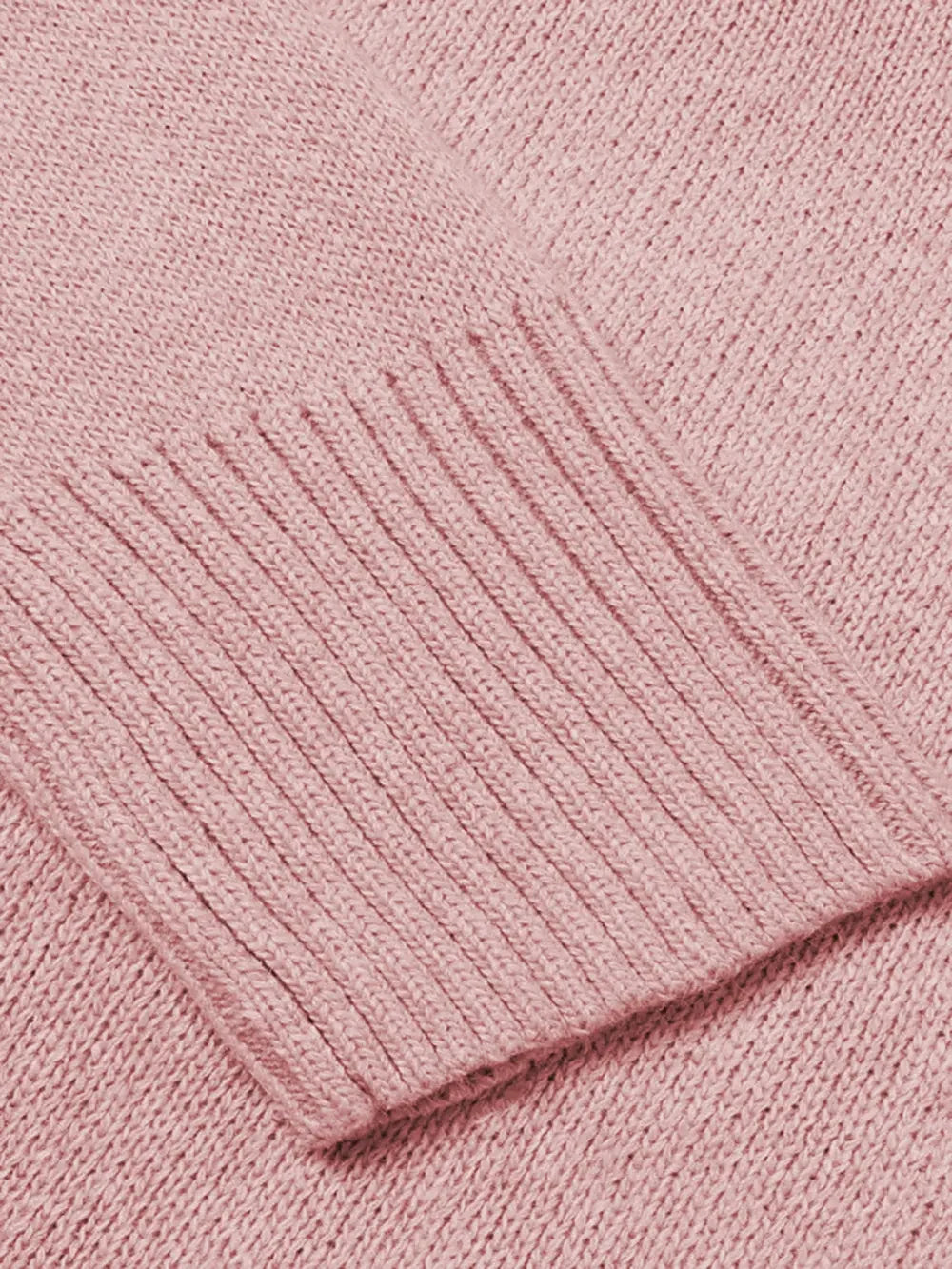 V-Neck Long Sleeve Knit Top - -