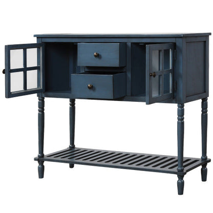 Navy Blue Sideboard Console Table With Base Frame - - cabinet