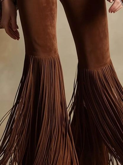 Fringe Flare Pants - -