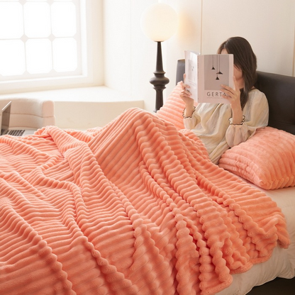 Rabbit Fur Velvet Blanket Anti-static Bedroom Sofa Blanket - Orange 100x150CM - blanket