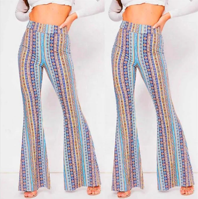 Women Bell Bottoms Pants Striped Flare Pants