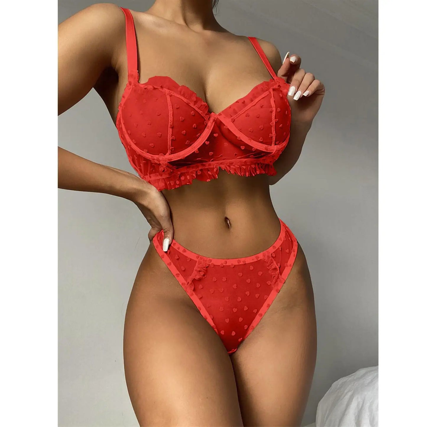 Lace Transparent Women's Underwear See-Through Ladies Panties Bra Thong Set